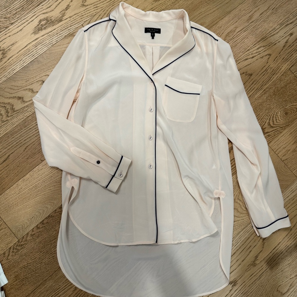 Rag & Bone Cream Shirt with Black Accents